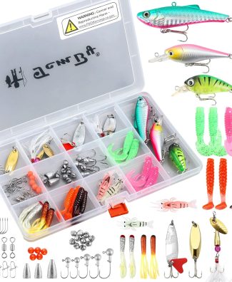 Fishing Lures Bait Tackle Kit Set for Freshwater Trout Bass Fishing, Including Accessories, Fishing Tackle Box, Crankbait, Spoon, Hooks, Fishing Gear and Equipment for Starter Beginner.
