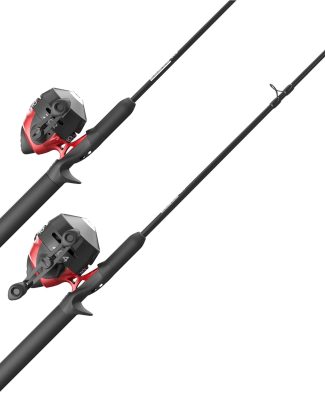 Zebco 202 & 404 Spincast Reels and Fishing Rod Combos (2-Pack), 5-Foot 6-Inch 2-Piece Fishing Pole, Size 30 and 40 Reels, Right-Hand Retrieve, Pre-Spooled with 10 lb and 15 lb Cajun Line, Black/Red